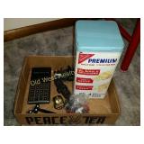 Cracker Tin and Pencil Sharpener