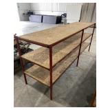 Metal framed shelving unit