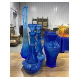 Flat of blue glassware