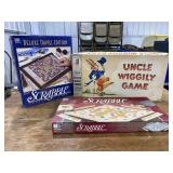 Box of games: Scrabble, Uncle Wiggily, Parcheesi