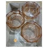 (3) pink glass bowls