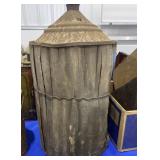 Vintage Metal Wooden Covered Can