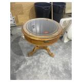 Glass Topped Wooden End Table