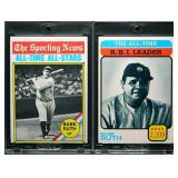 1973 & 1976 Topps Babe Ruth Lot of 2 Sharp/Clean
