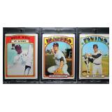1972 Topps Lot of 3 Cards w/ Carew, Mays & Munson