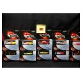 10 Hot Wheels collectibles with display cases: