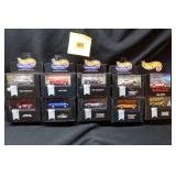 10 Hot Wheels Collectibles with display cases: