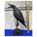 Rustic Primitive Carved Wood Crow Figure