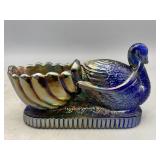 Vintage St. Clair Carnival Glass Swan Salt Cellar