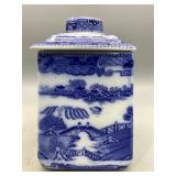 Vintage Blue and White Ceramic Tea Caddy