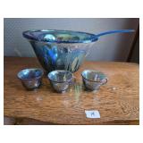 Carnival Glass Punch Bowl Set