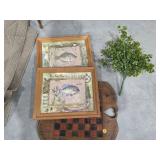 Fish Paintings and Checkerboard Tray