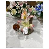 Ceramic Flowers and Snowglobe