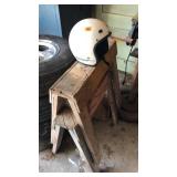 Helmet & 2-saw horses