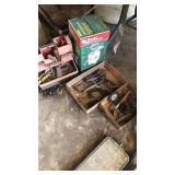 Clamps, sander attachments, tool box, sprayer