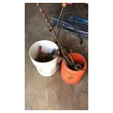 Large Drill Bits, and bucket full of chain hooks