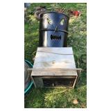 Older air conditioner unit and decorative trash