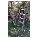 Decorative ladders and artist wood stand
