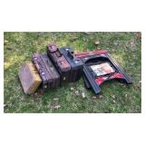 2-folding saw horses and empty tool boxes