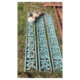 3-Iron Porch rails and 5-old rail road caps