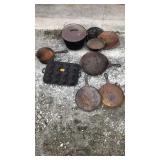 9-cast iron cookware pieces