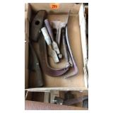 Clamp, hammer heads, and hand tools