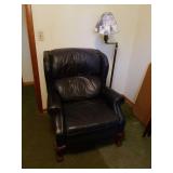 Blue reclining chair and lamp