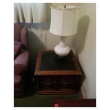 End table and white lamp