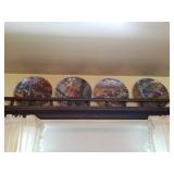 Plates, clock, owl, holland clog, working horse