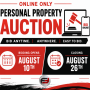 ONLINE ONLY PERSONAL PROPERTY - BEGINS AUGUST 10TH 12 PM & ENDS AUGUST 26TH 12 PM ET