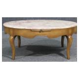 Marble Top Coffee Table w/ Pull Out Shelves