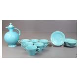 Fiesta  Turquoise Pitcher, Cups & Saucers 13pc