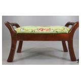 Needlepoint Covered Wood Bench / Footstool
