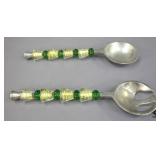 Metal & Glass Beaded Salad Utensils 2pc