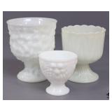 Milk Glass Pedestal Vases including E.O Brody 3pc