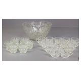 Glass Punch Bowl & Cups 22pc