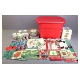 Christmas Themed Paper Goods & Storage Tub 45+