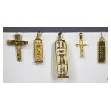 Gold Tone Pendants 5pc