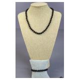Black Beaded Necklace & Bracelet 2pc