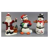 Ceramic Christmas Trinket Box Figurines 3pc