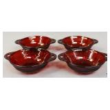 Red Ruby Anchor Hocking Berry Bowls 4pc