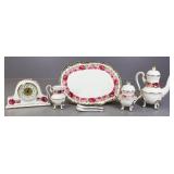 Gold-Rimmed Rose Design China  7pc