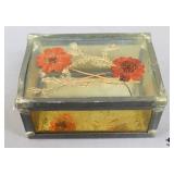 Glass & Metal  Box W/Floral Accents