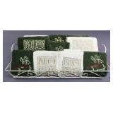 Christmas Hand Towels W/Basket
