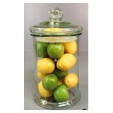 Glass Jar w/Artificial Apples & Lemons 19pc
