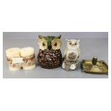 Owl Figurines & Chesapeake Bay Candles 5pc