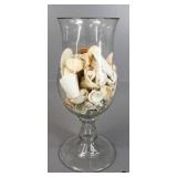 Glass Pedestal Vase w/Sea Shell Collection