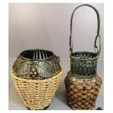 Metal/Woven Vase & Basket 2pc