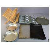 Baking Pans/Wood Dish Dry Rack 8pc
