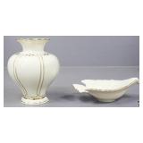 Lenox Dove Shaped Bowl & Vase 2pc